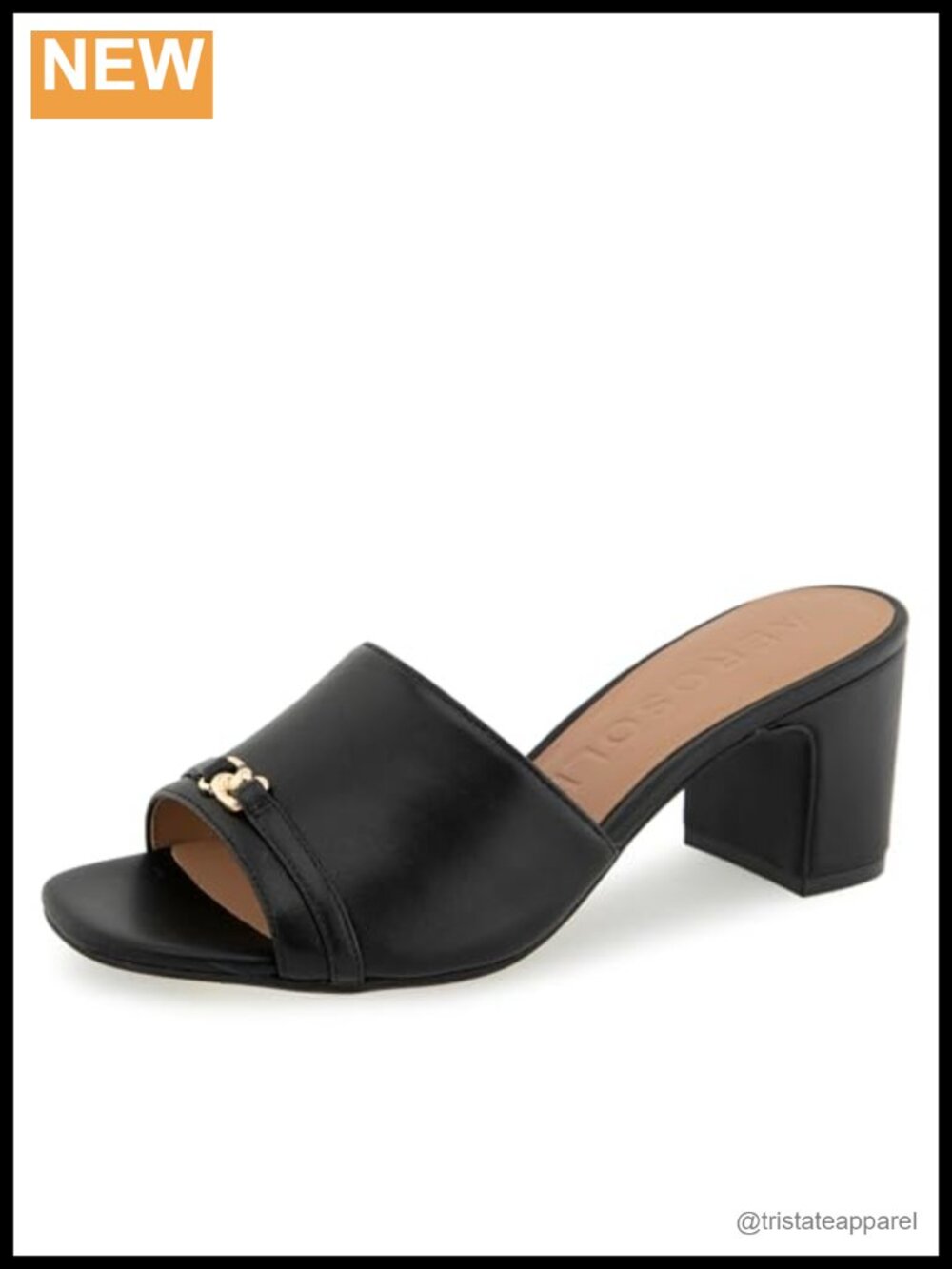 Aerosoles Block Heel Slide Sandal Leather Ortholite Insole